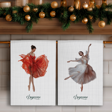 Набор полотенец вафельных Рассвет балета "Федоскино" 40х70